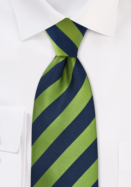 Citrus Green and Navy Striped Tie for Kids