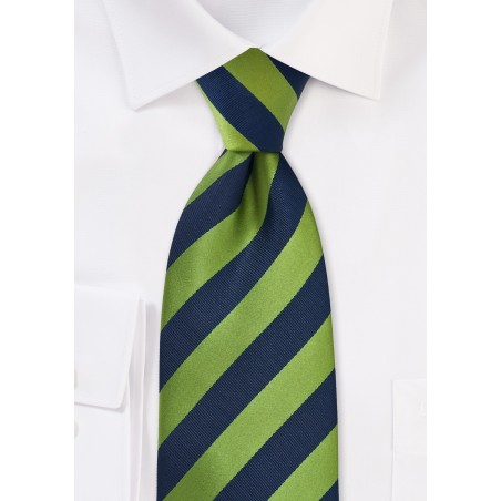 Citrus Green and Navy Striped Tie for Kids