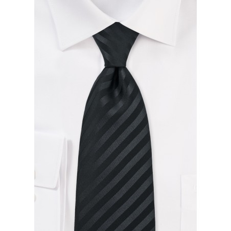 Extra long black tie - Stain resistant Microfiber necktie in solid black