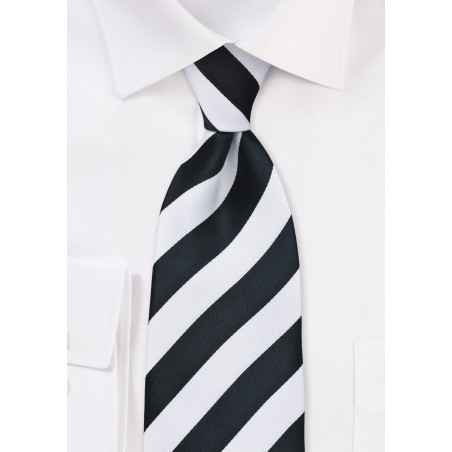 XL Black and White Striped Tie