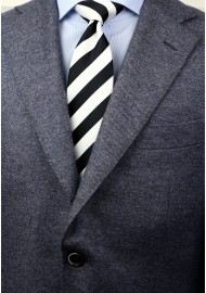 XL Black and White Striped Tie