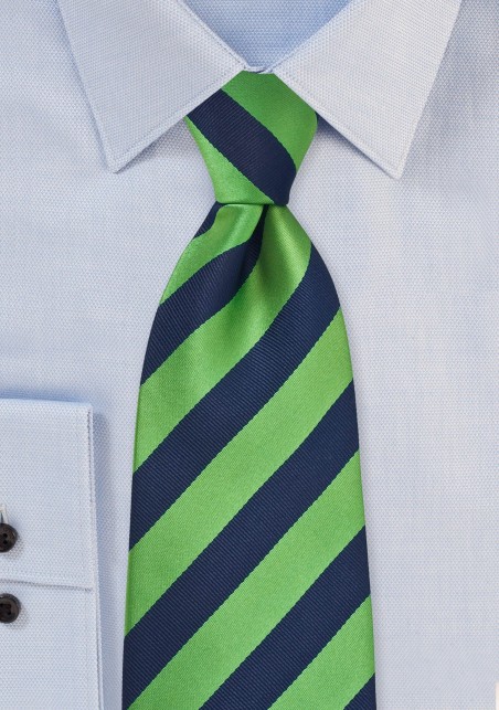 XL Navy and Green Striped Tie