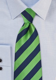 XL Navy and Green Striped Tie