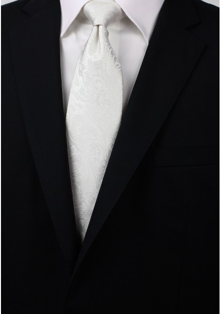 Paisley Necktie in Light Ivory Styled