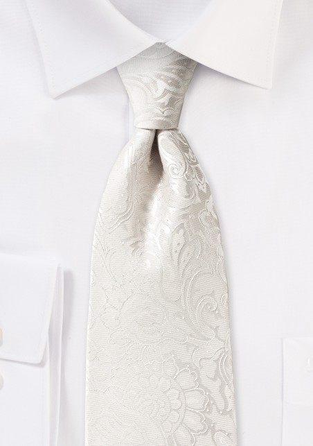 Floral Paisley Kids Tie in Light Ivory