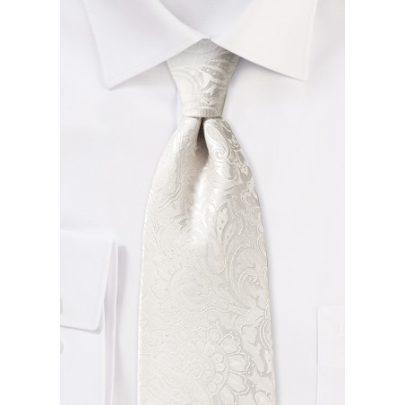XL Sized Paisley Tie in Light Ivory