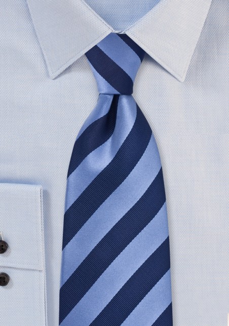 Classic Striped XL Length Tie in Blue