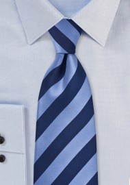 Classic Striped XL Length Tie in Blue