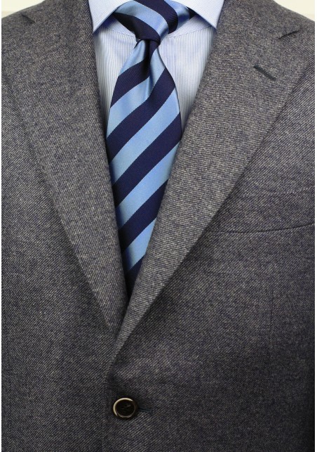 Classic Striped XL Length Tie in Blue Styled
