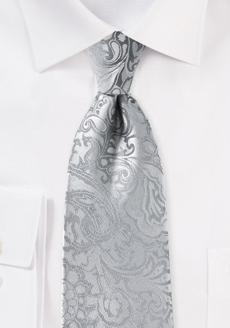 Silver Paisley Mens Tie