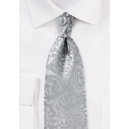 Silver Paisley Mens Tie