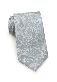 Silver Paisley Mens Tie