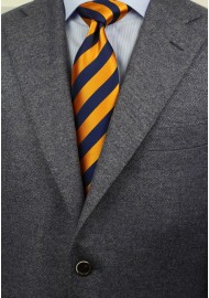 Regimental Orange and Navy Tie Styled