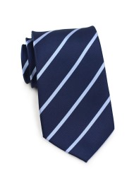 Navy Blue and Light Blue Striped Tie