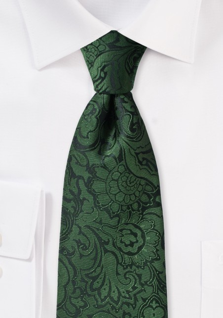 Forest Green and Black Paisley Tie