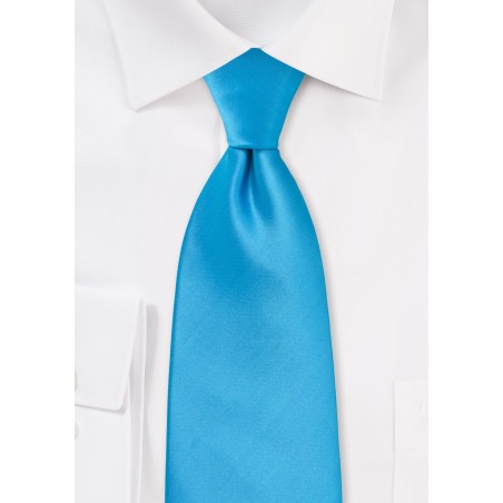 Kids Necktie in Bright Cyan Blue
