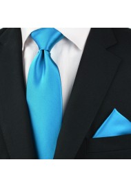 Solid Cyan Blue Tie in XL Styled