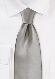Mercury Silver Mens Tie | Solid Satin Necktie in Mercury