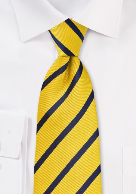 XL Regimental Striped Tie in Yellow and Navy