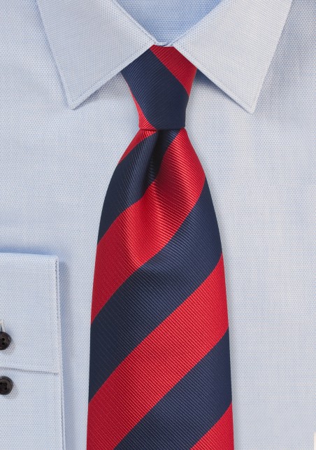 Kids Repp Stripe Tie in Red and Navy