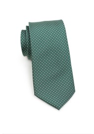 Dark Green Skinny Tie with Silver Dots