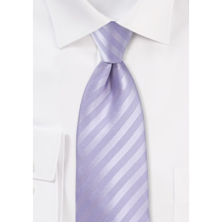 Extra Long Striped Tie in French Lavender