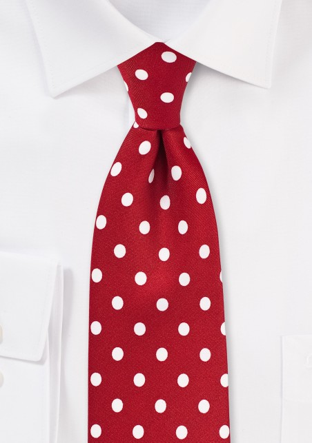 Polka Dot Tie in Tomato Red and White