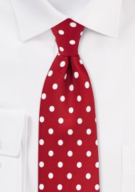 Polka Dot Tie in Tomato Red and White