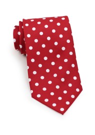 Polka Dot Tie in Tomato Red and White