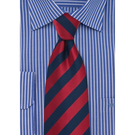 Navy and Cherry Striped Tie