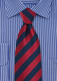 Navy and Cherry Striped Tie