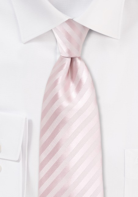 Solid Striped Tie in Blush Pink