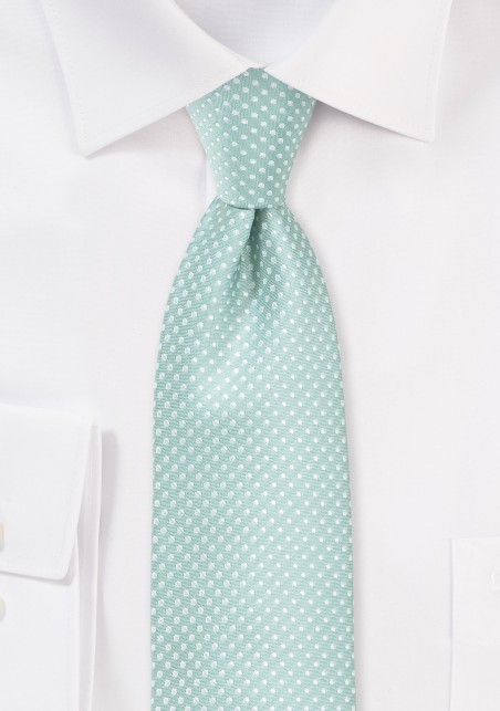 Mint Colored Tie with Silver Pin Dots