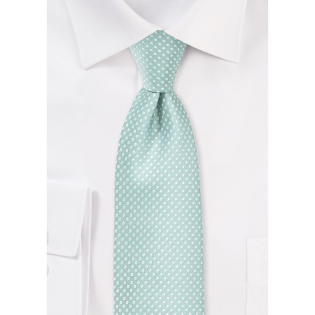Mint Colored Tie with Silver Pin Dots