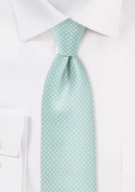Mint Colored Tie with Silver Pin Dots
