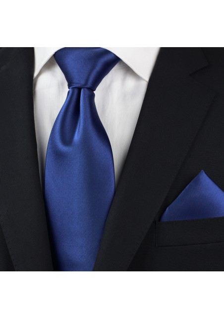 Solid Satin Necktie in Royal Blue Styled