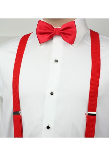 Pre-Tied Men's Bow Tie in Bright Red Styled