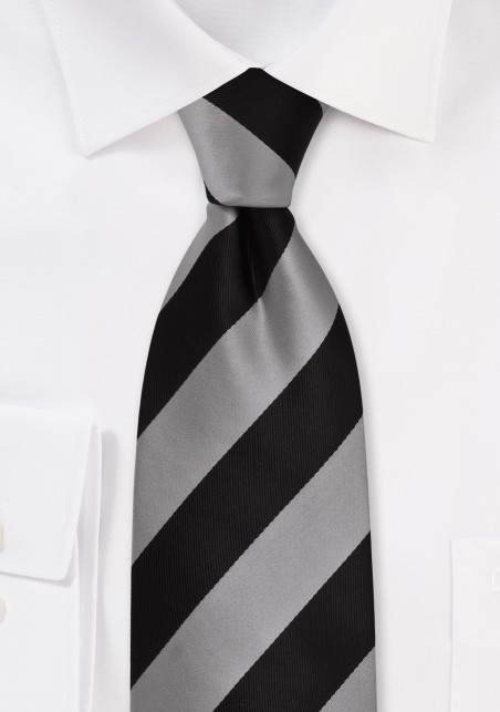 XL Striped Necktie in Gray and Black