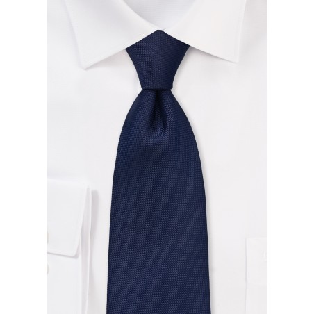 Embroidered XL Length Tie in Midnight Blue