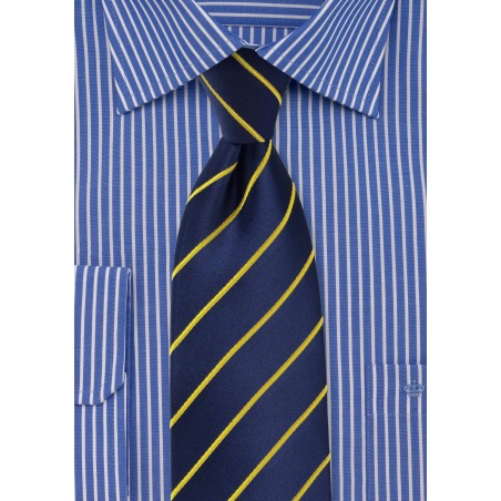 Dark Navy and Golden Tie in Extra Long