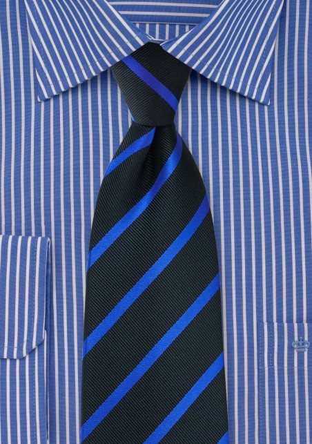 Black and Horizon Blue Striped Tie