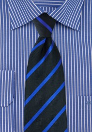 Black and Horizon Blue Striped Tie