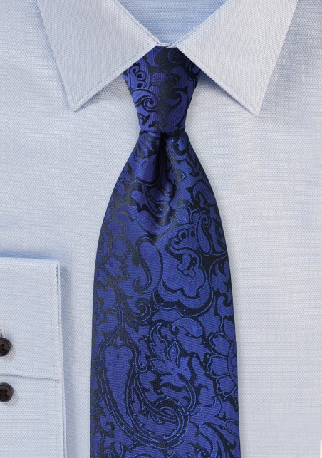 Royal Blue Paisley Tie in XL