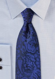 Mens Paisley Tie in Royal Blue