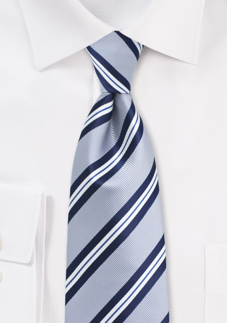 Preppy Gray Repp Striped Necktie