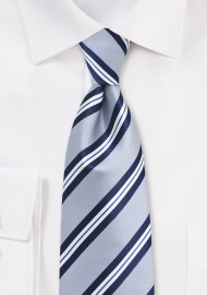 Preppy Gray Repp Striped Necktie