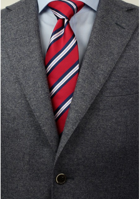 Trendy Repp Stripe Tie in Red and Blue