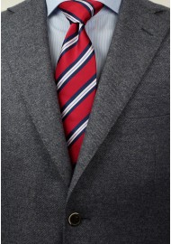 Trendy Repp Stripe Tie in Red and Blue