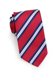 Repp Striped Tie in Red and Blue in XL