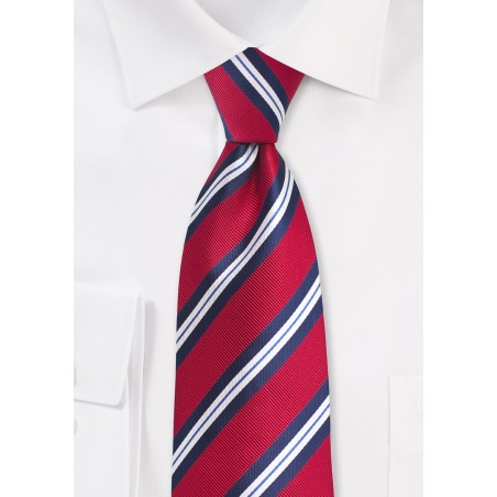 Repp Striped Kids Tie in Red and Blue